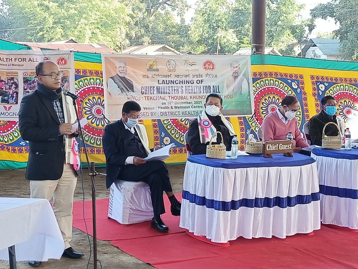 NhmManipur's tweet photo. @health_manipur @mono_ng 
Launching of  Chief Minister's Health for All (CMHA) for Tekcham, Thoubal Khunou and Waithou villages of Thoubal District by Shri A. Subhash Singh, IAS, Deputy Commissioner, Thoubal https://t.co/AgqUhB6w7G