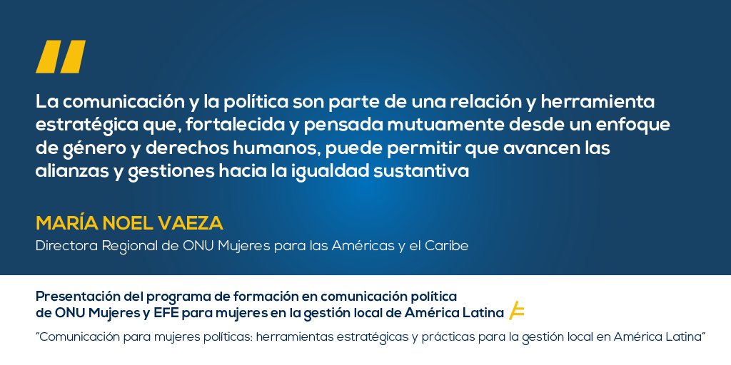 Hoy lanzamos el programa de formación “Comunicación para mujeres políticas: herramientas estratégicas y prácticas para la gestión local en América Latina” junto con <a href="/EFEnoticias/">EFE Noticias</a> | @mnvonumujeres 
🔗 Inscríbete aquí para participar en los próximos talleres: bit.ly/3oYjTu8