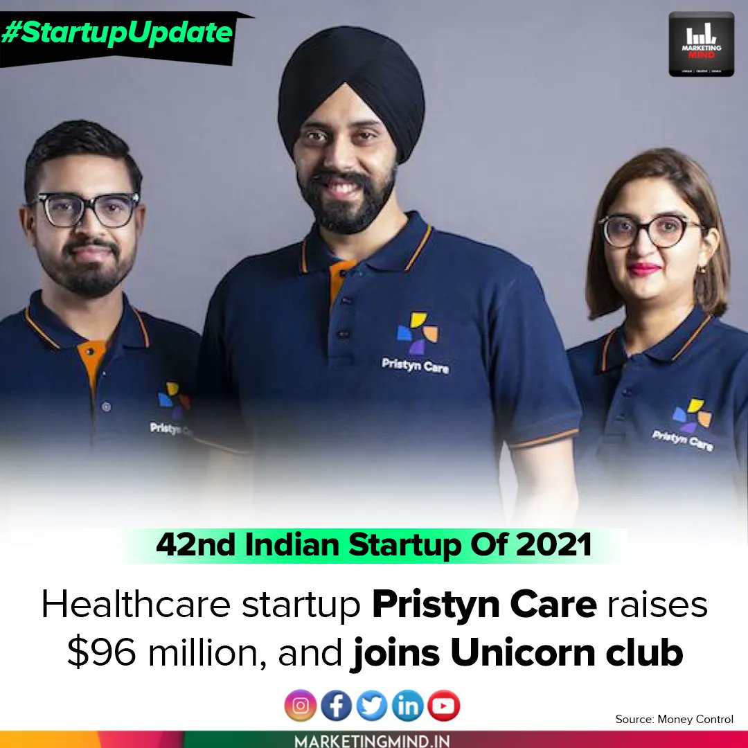 MarketingMind_'s tweet photo. As a result of this funding, Pristyn Care's valuation has now reached $ 1.4 billion, making it the latest unicorn.
#MarketingMind #StartupUpdate https://t.co/PKGiUQPaCu