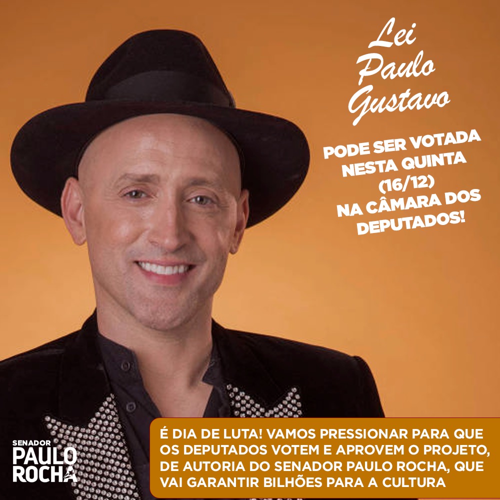 É hoje, <a href="/camaradeputados/">Câmara dos Deputados</a>! #AprovaLeiPauloGustavo 
Um presente de Natal para a cultura brasileira!