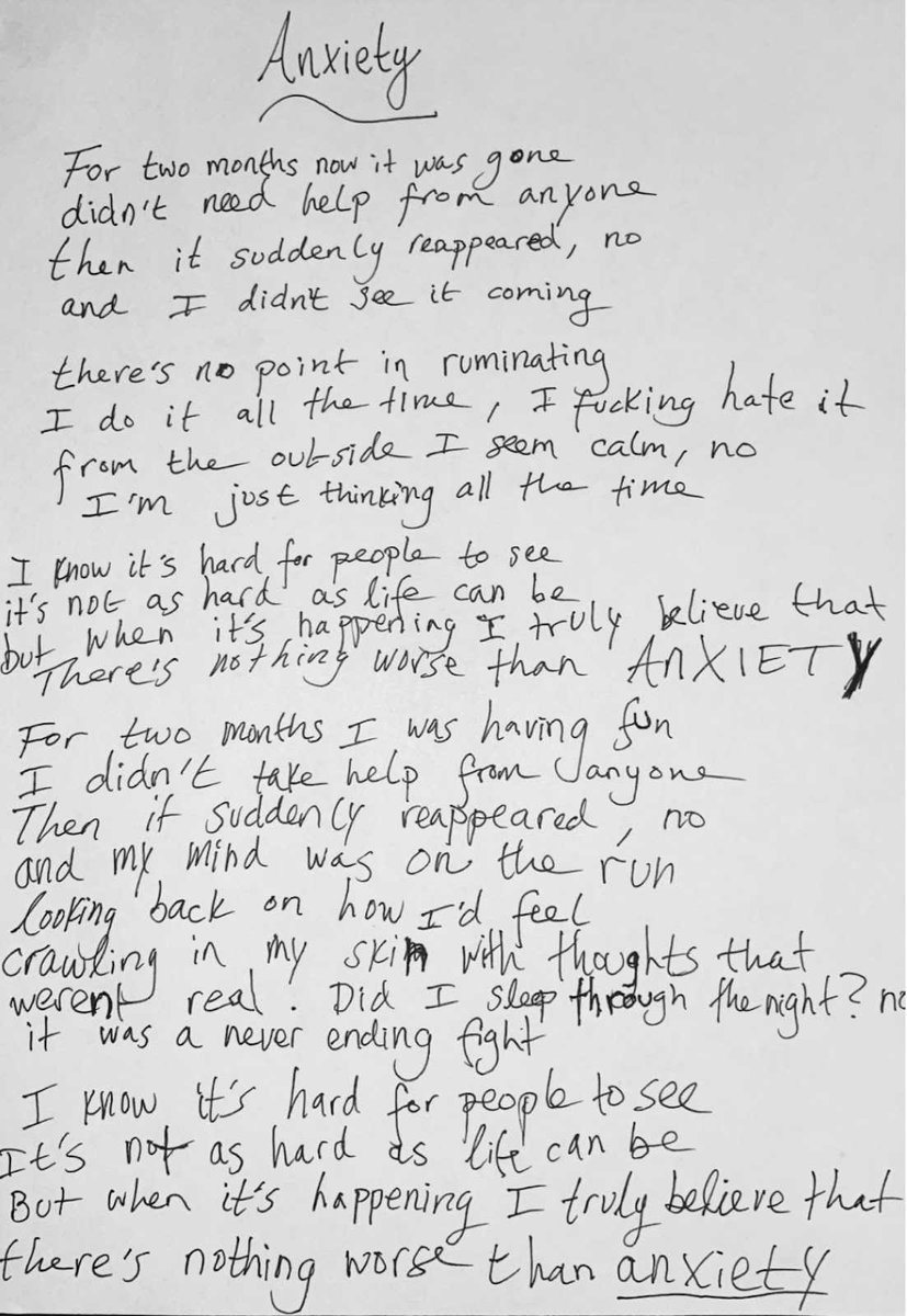 SofiVonn's tweet photo. creatives and their handwriting smh…. love how i tried the first two paragraphs. anyway here are the words to Anxiety, good luck x I hope you can connect but I also hope you don’t connect https://t.co/32Ru3RuwKt