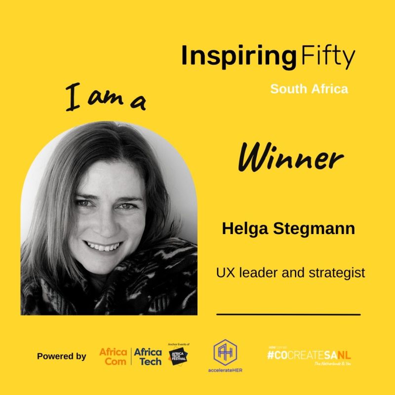 UXalliance's tweet photo. Congratulations Helga Stegmann CEO at Mantaray UX and UXalliance partner, for being named one of 2021's @Inspiring50SA South Africa winners for women in STEM
#UXleader #uxagency #uxAfrica #womeninstem #womeninbusiness #womenempowerment #STEM #UXA https://t.co/6tBlThMA6x