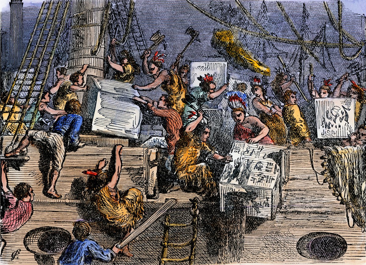 JLS_Longview's tweet image. #ThrowbackThursday 🧐

On this day...

December 16, 1773 the Boston Tea Party. In Boston Harbor a group of Mass colonists disguised as Mohawk Indians board 3 British tea ships &amp;amp; dump 342 chests of tea into the harbor. It was in protest of the British Parliament’s Tea Act of 1773.