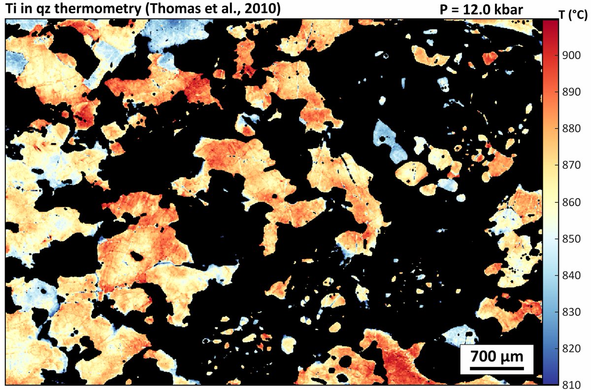petrochronics's tweet photo. Ti-in-quartz temperature maps obtained in XMapTools by standardization of cathodoluminescence maps of a bt-grt gneiss with sil from the Socorro-Guaxupé nappe, SE Brazil. Contribution by the researcher Otavio S. G. Silva (UNESP). #thinsectionthursday #petrochronics #xmaptools. https://t.co/d6MXxo863h