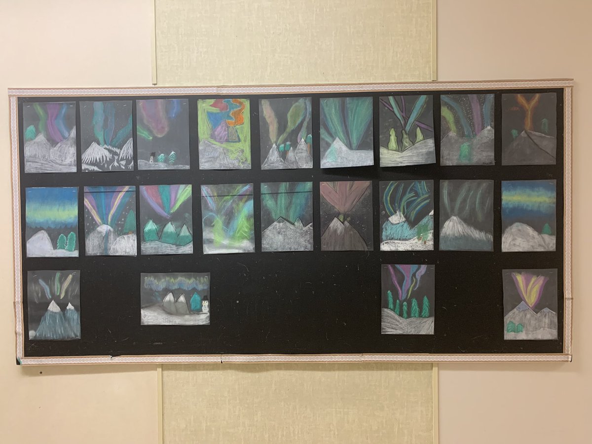 Classroom Art Displays!! First is Grade 2, 2nd is Grade 3, 3rd is Grade 3-4’s and Grade 4-5’s! Happy Holidays!! #schoolart