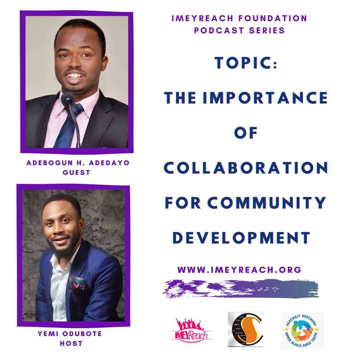 imeyreach's tweet photo. It was a great time with Adebogun H. Adedayo the founder of Community Sense to talk about why community development is important and how collaboration is an important strategy to achieve it.
To listen to the recording: ๐๐ฝ๐๐ฝ๐๐ฝ
https://t.co/JYSvpdFZAD
#imeyreach #CommunitySense https://t.co/EPuFymeiOb