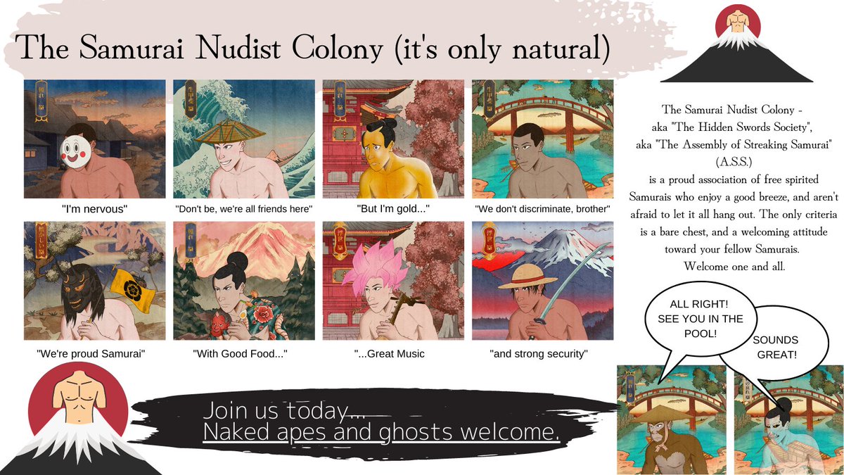 gianthammer_nft's tweet photo. The hottest nft community just got a little more exclusive. #project3333 is assembling its Samurai Nudist Colony - only 143 naked samurais out there right now...#hiddenswordsociety #feelthebreeze #nft @Purojekuto3333 https://t.co/dKzk0NZvS3