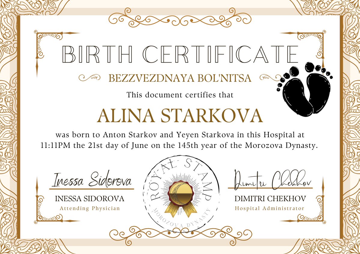 RavkaFBI's tweet photo. We're happy to announce that we finally have the birth date and time of our monarchs. 
After a few minutes we were able to find our Sol Koroleva's birth certificate quite easily, but unfortunately our Tsar was born during the 'Lantsov Dynasty' and they were not as organized. https://t.co/b7vXfdXhns
