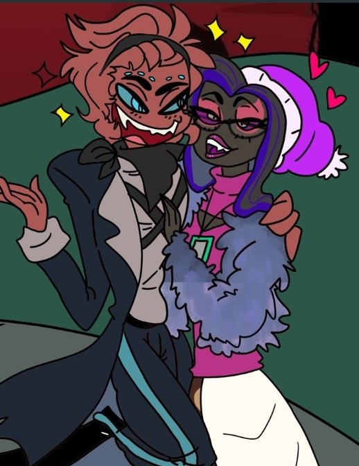 Kimberlyannasky's tweet photo. So..Dom,  would it be ok if I ship these two 👉👈 even as a one time thing? 
Nik belongs to @dommato1 Along with his design 
Jay belongs to me
Comission art by @mckeown_teri
#HazbinHotel #HazbinHotelOC #JayPinsworth https://t.co/YBUmIRyStV