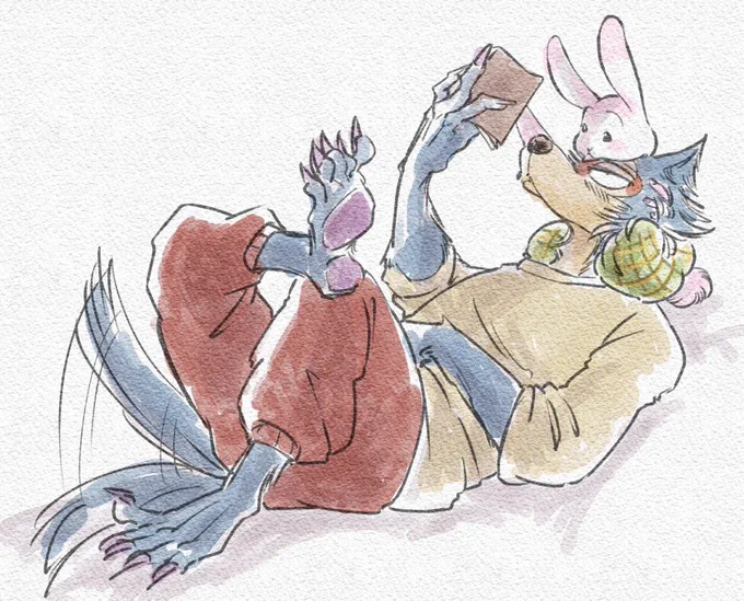 🐰次ページめくって良い?
🐺ん～❤️(読んでない)
#レゴハル 