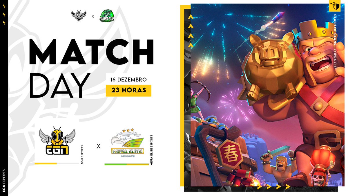 Os nossos guerreiros estão prontos para mais uma noite de competição em 𝗖𝗹𝗮𝘀𝗵 𝗼𝗳 𝗖𝗹𝗮𝗻𝘀 ⚔️

🏆 | Cobra Cup
🆚 | Mega Elite
🕙 | 22H

Força, guerreiros! 🗡
#BeEGN #BeTheHive
