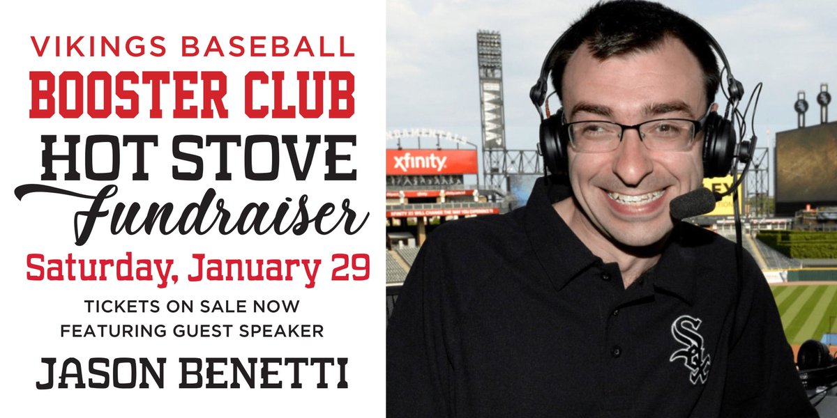 Vikings_booster's tweet photo. Drop the Mic! We are honored and thrilled to have HF Alum, White Sox and ESPN play-by-play announcer, Jason Benetti, join us on as our keynote speaker @EatatBalagio. Go to our website to get your tickets now! @HFHS_BASEBALL  @KedzieKrazies @HFStudentAlumni  #compete https://t.co/uKfdOqBYxI