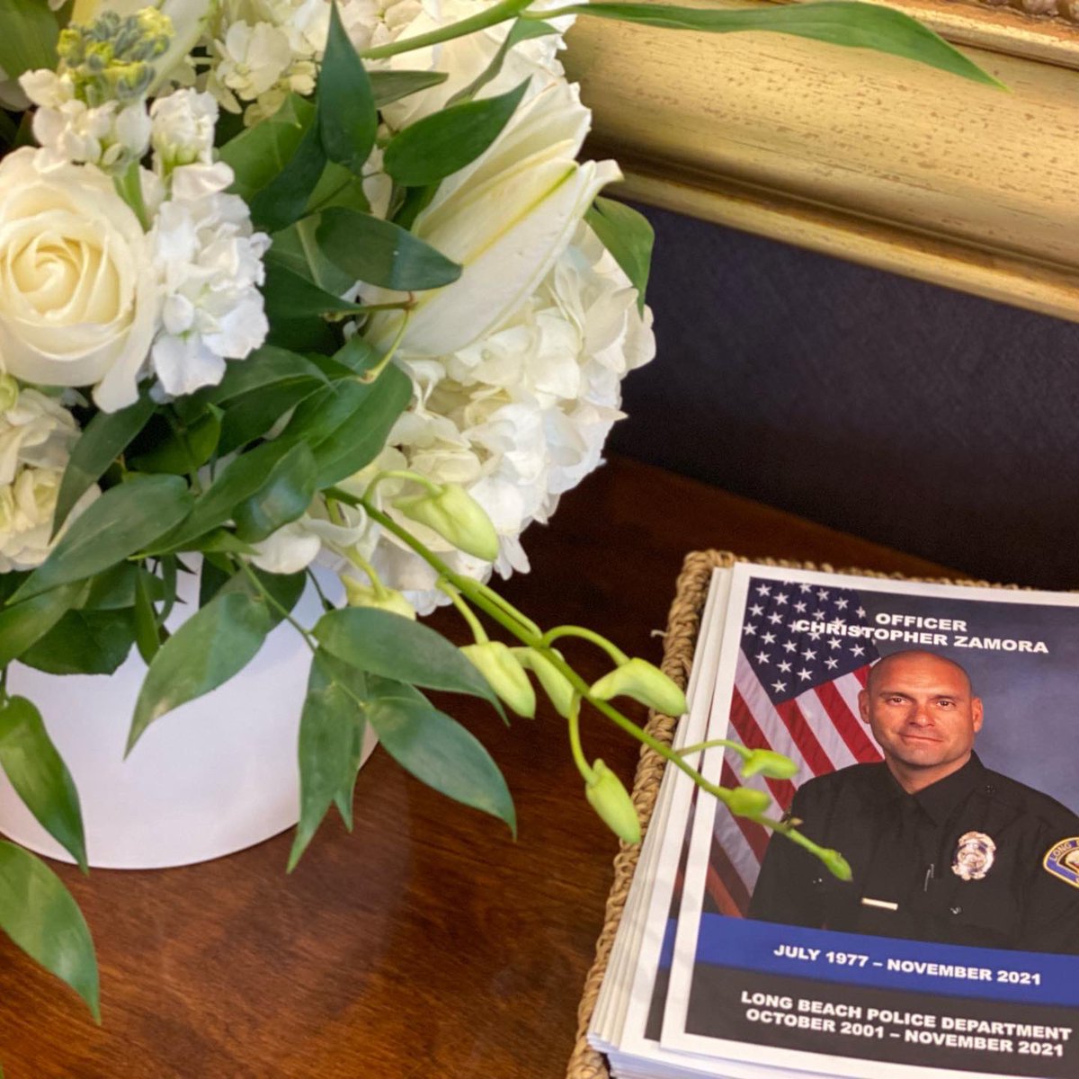 RIP Officer Chris Zamora.   Public servant, peer, and friend.  You are deeply missed. Thank You to everyone who attended today’s memorial service.  #LBPOA #LBPD