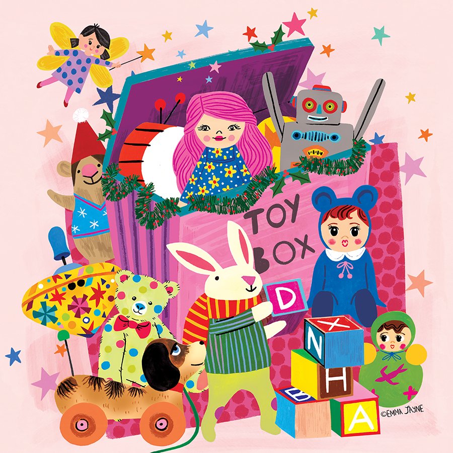 When the toys come to life at Christmas time... 🤖🧚‍♀️✨#christmas #toys #kidlitart #christmasillustration #childrenstoys #childrenbookillustrator #illustrator #artillustration #artistsontwitter