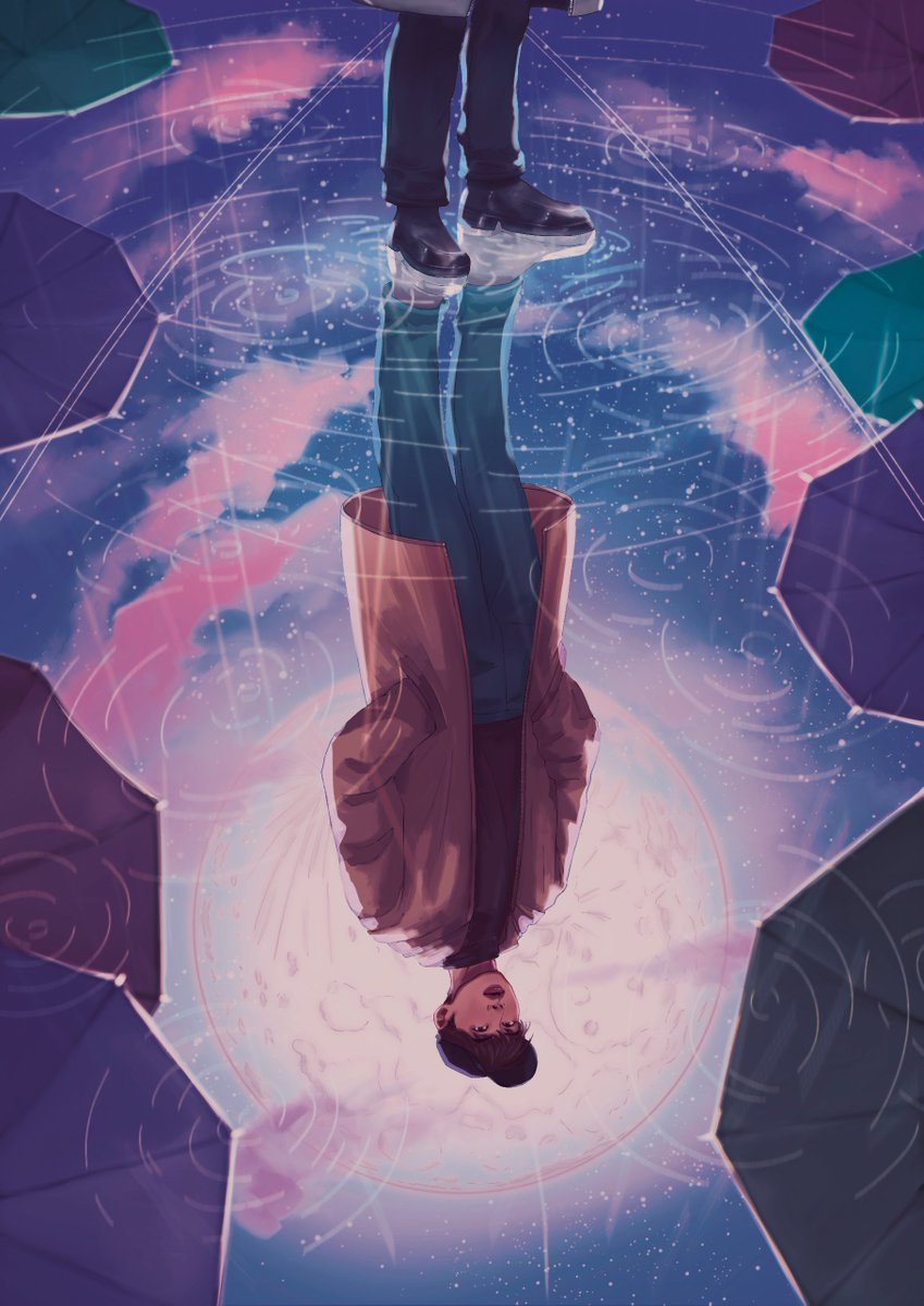 milkcryptid's tweet photo. sharing my namjoon piece for @rapline_zine ! ☔️🌙 https://t.co/rDd21KM8vt