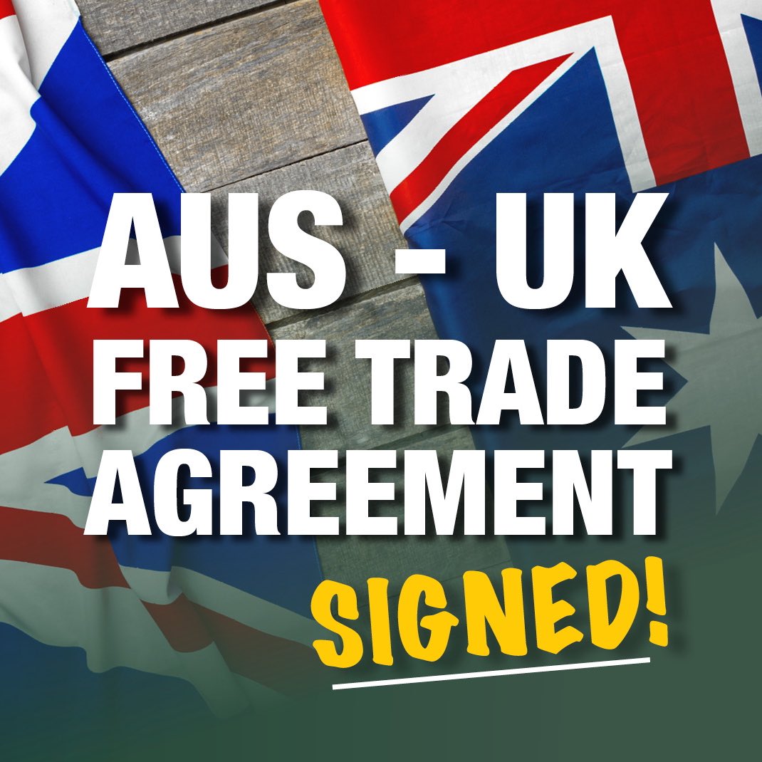 D_LittleproudMP's tweet photo. Historic moment for our farmers: the Aus-UK FTA has been signed! ๐ฌ๐ง๐ฆ๐บ
This means new and enhanced market access for our beef, sheep, wine, sugar, dairy, grains, horticulture and seafood exports. https://t.co/wkHGQyo92e