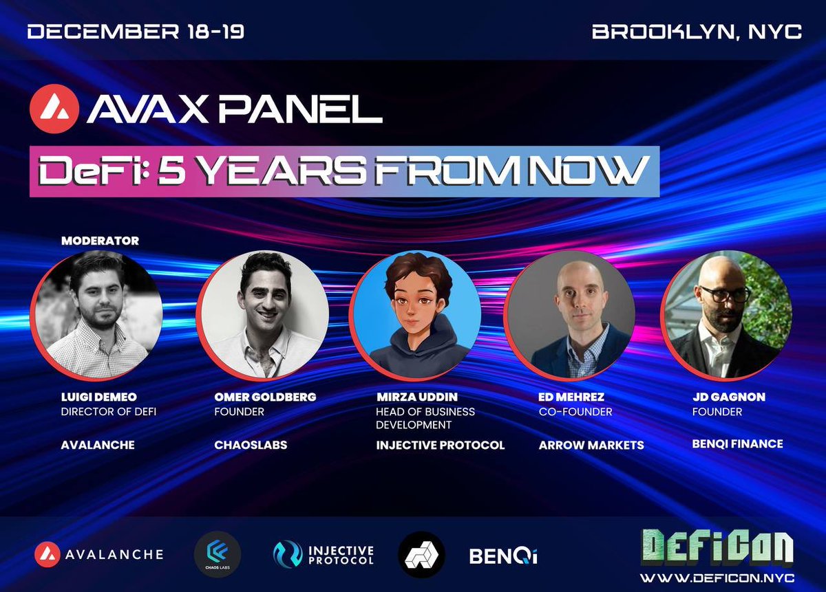DeFi_Conference's tweet photo. 🔺What do builders on @avalancheavax see for the future of DeFi?

AVAX’s Director of DeFi @luigidemeo is moderating a panel discussion on:

DeFi: 5 Years from Now

ft @avalancheavax ecosystem partners @chaoslabs @InjectiveLabs @ArrowMarkets @BenqiFinance🔺

Join us this weekend! https://t.co/0uusNMUv2a