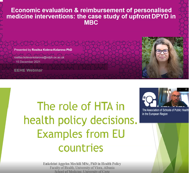 EEHE_WG's tweet photo. Proud with our 2nd EEHE webinar “Personalised medicine and HTA�� - ASPHER working group @EEHE_WG @ASPHERoffice Thanks @RositsaKolarova and @AggelosMechili for presenting!
@MarzenaTambor @BajiPetra @Petelos1 @MilPavlova @DrLorenaDini @evers_silvia @HealthEconLANCS  @BosaDjikanovic https://t.co/G2QTh8W1VG