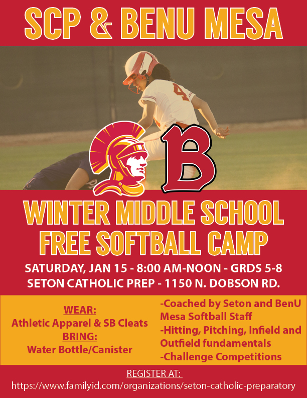 SCPAthletics's tweet photo. Our football and now our softball programs will be hosting Middle School Clinics in the coming weeks! All who are interested, please register at the link below! #SentinelSeason #SETONPRIDE

Register: https://t.co/0bigRifH63 https://t.co/QuTzax9lZt