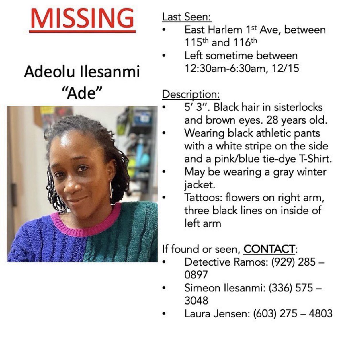 #medtwitter, looking for help. Med school classmate of mine went missing in NYC 😭 If you’re in NY spread the word. 🙏 #missingperson <a href="/NYPDnews/">NYPD NEWS</a> <a href="/nytimes/">The New York Times</a>