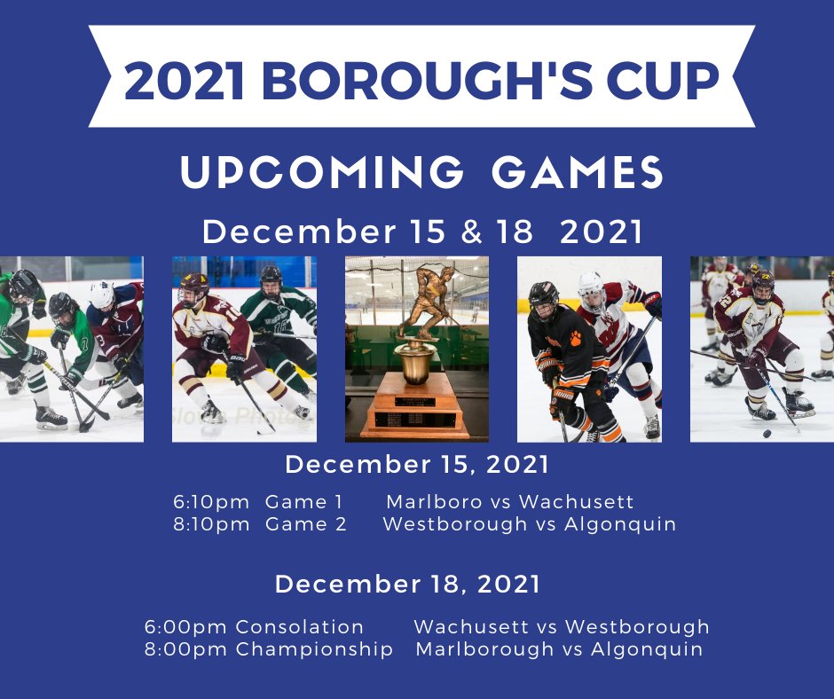 NorthStarRinks's tweet photo. Great start to the '21 Borough's Cup last night at NorthStar Ice Sports.  Match-ups now set for Saturday night as Wachusett will play Westborough at 6 pm &amp; Marlborough takes on Algonquin in the Championship game at 8 pm! @GonkHockey @WachuHockey @WestboroRangers @Marlpanthercom https://t.co/1XR7qCxaUx