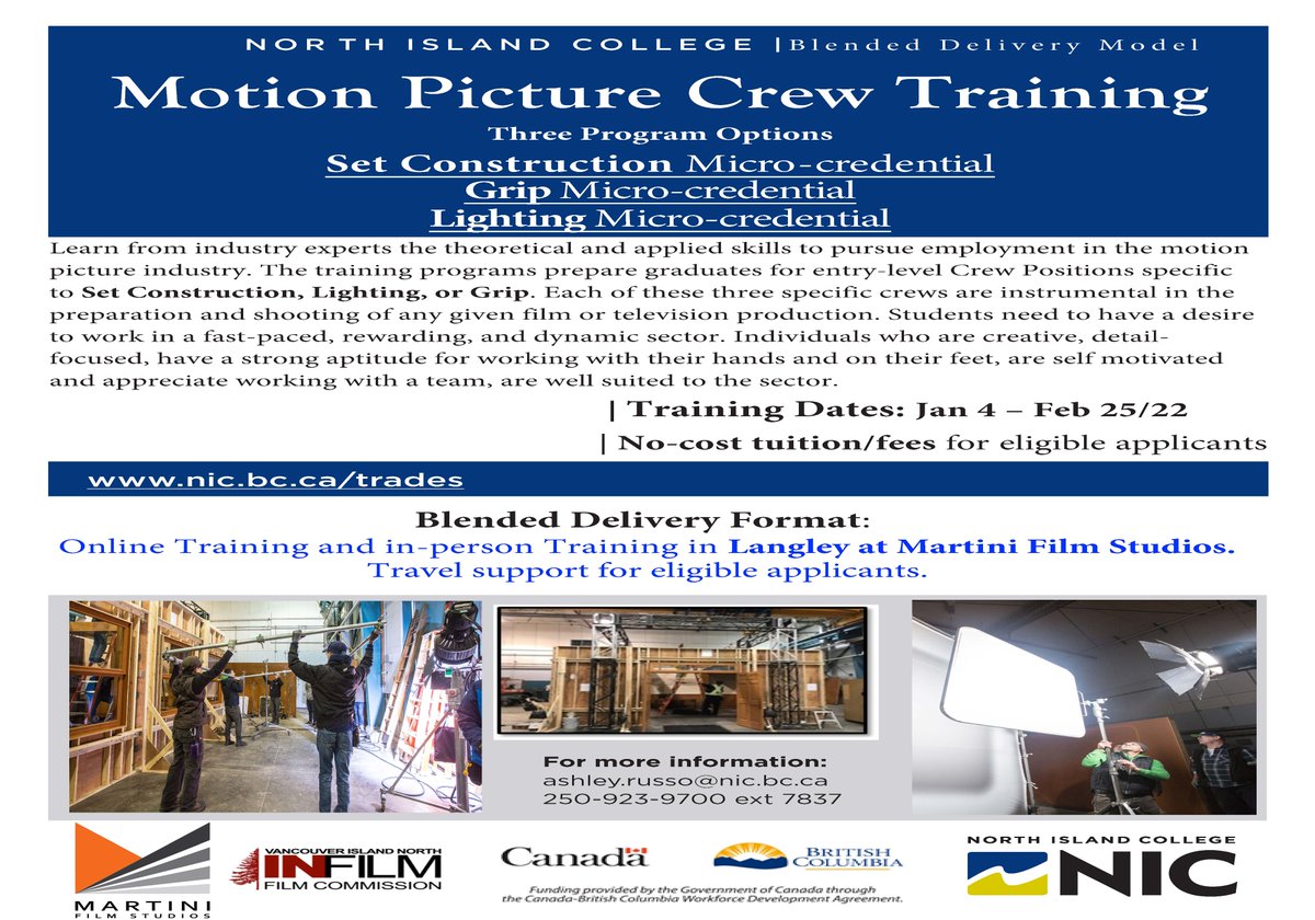 Looking for a job? Do you want to work in the Film Industry? Follow this link bit.ly/3sd741a to apply for a great training programme in Langley to help you get started. <a href="/LangleyTownship/">Township of Langley</a> #FilmInLangley #LangleyFilmDistrict #FilmJobs