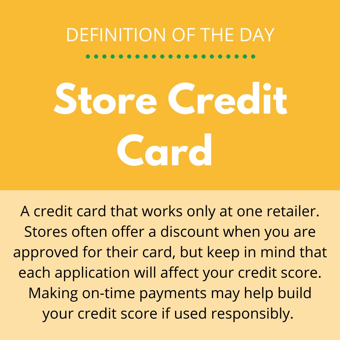 Store or Retail Credit Cards are seen very frequently in the United States. Make sure you understand what they entail if you so choose to open one.😃💸  

#personalfinance