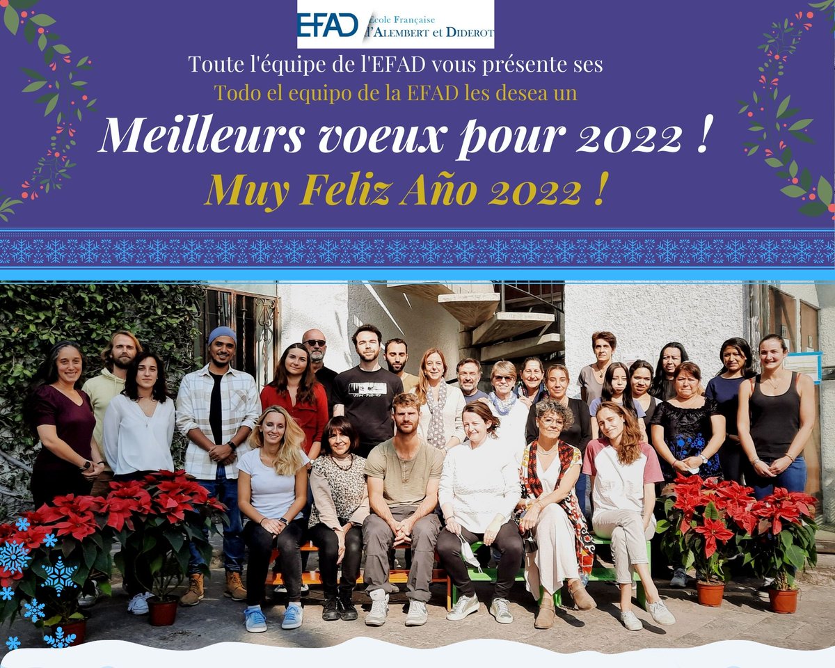 EcoleEfad's tweet photo. Joyeuses Fêtes et Bonne Année 2022 à toute la Communauté EFAD! @aefeinfo @AsvazadourianJP @PreEsEsencial https://t.co/YNhyUHfZnD