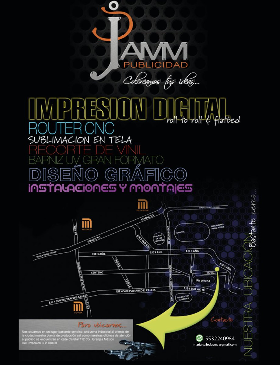 VISIONDIGITAL3's tweet image. #JammPublicidad... coloreamos tus ideas.
#impresiondigital #routerCNC #Sublimacion #diseñografico #montajes #instalaciones #recorteVinil #Industriagrafica #diseño #sublimaciontextil
