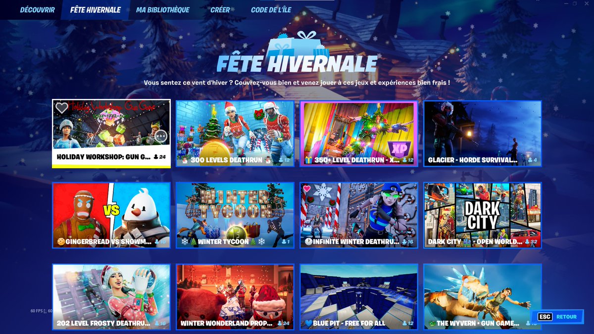 Bengers_'s tweet photo. Let's gooo !!!😍 You can currently play my map "🕘INFINITE WINTER DEATHRUN❄️" in Winterfest Discover!! 🥳So unexpected! 
Thank you very much @FNCreate ❤️for the opportunity! @FortniteFR https://t.co/SRP7ysC93U
