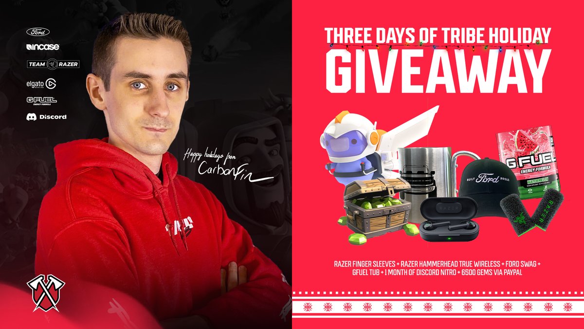 CarbonFin's tweet image. ❄️ Three Days of Tribe Holiday Giveaway ❄️

🎉 Prize 🎉
- Super Stocking (All items pictured)
- 6500 Gems via PayPal ($50)

How to Enter: 
✅ Follow @CarbonFin 
✅ Follow @TribeGaming 
✅ Retweet this tweet

More on Instagram &amp;amp; YT Community Tab!

Winner selected on Dec 19th