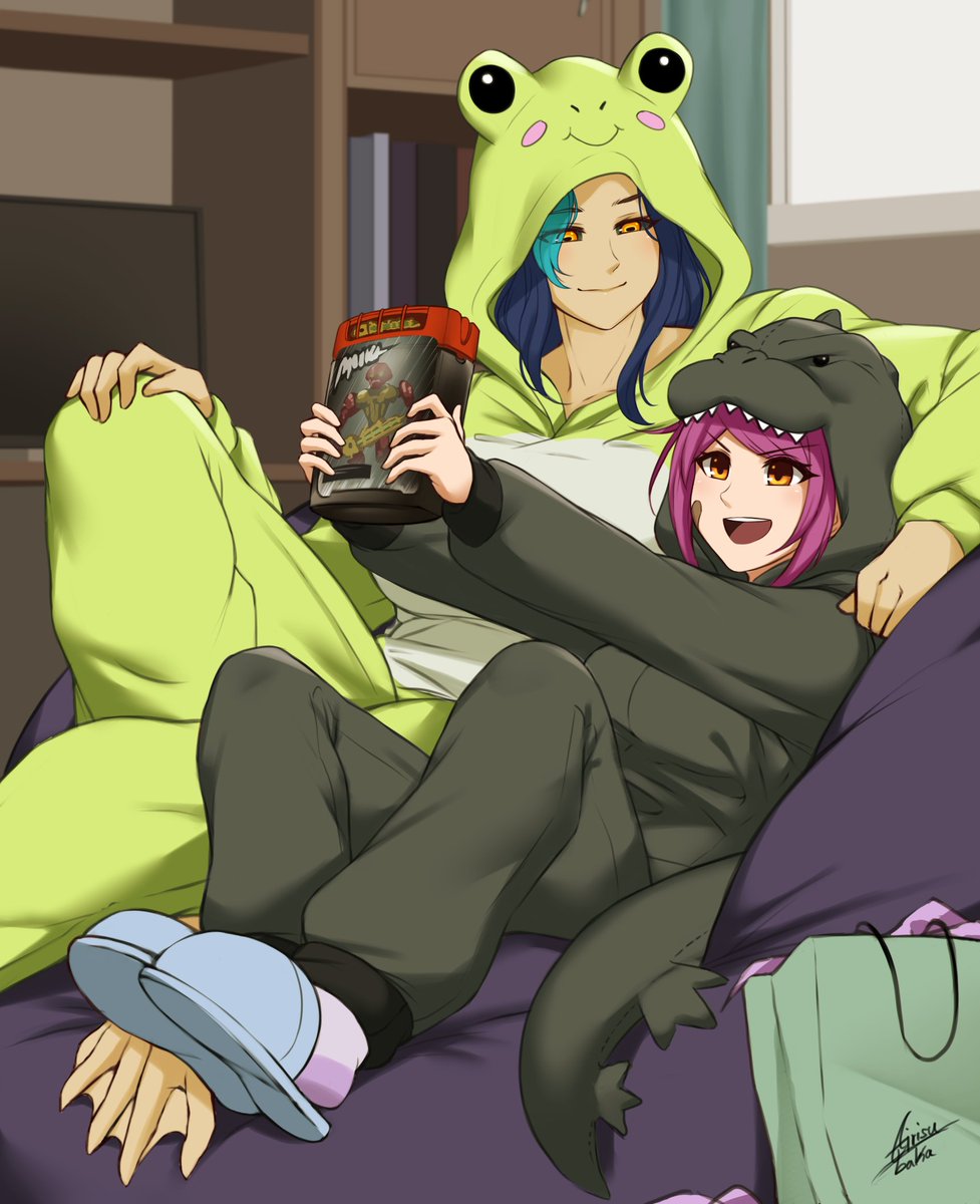 AirisuBaka's tweet photo. Sleepover with toad monster girl friend who somehow buys you an expensive unopened Bionicle canister 😌 https://t.co/9GIhzrT1At