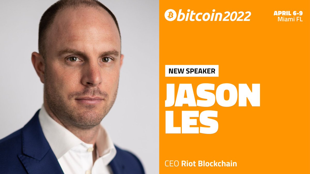 TheBitcoinConf's tweet image. Announcing CEO of Riot Blockchain, Jason Les as a #Bitcoin2022 speaker!

@JasonLes_ has been deeply involved with #Bitcoin since 2013, with significant experience in mining and as an engineer studying protocol development and contributing to open-source projects.
