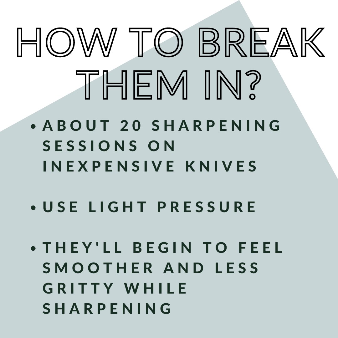 Take a look at these microscopic images of an edge with unbroken in diamond stones vs broken in diamond stones. Here is how to break in your stones and why it is important!