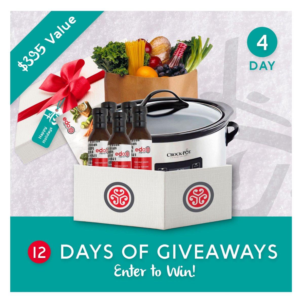 🎁🚨 12 Days of Giveaways Day One 🚨🎁

Enter for a chance to win a $395 value prize!
How to enter:

1) Follow <a href="/edo_japan/">Edo Japan</a>
2) Like this tweet
3) Retweet
4) Fill out an entry form at edojapan.com/twelve-days-of…

See our website for full Contest Rules &amp; details.