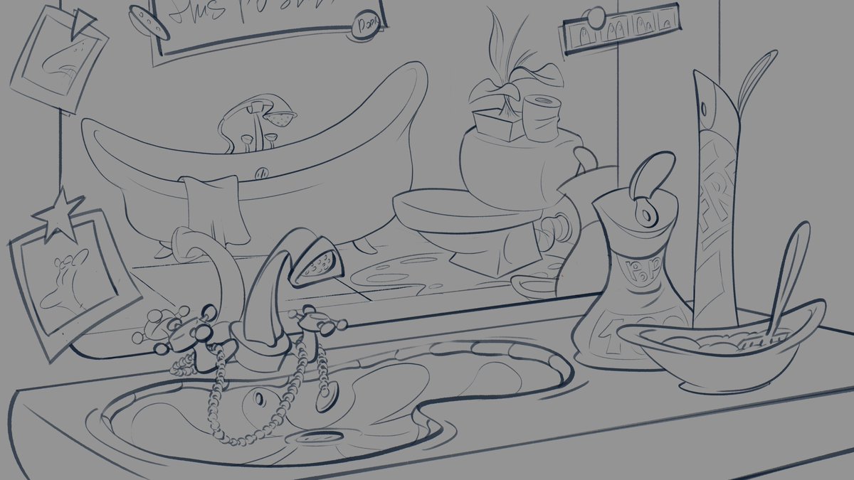 OlegCondrea's tweet photo. Freehand drawing practice, planned to excerice without using perspective lines and go more into woobly shapes and lines. #lineart #animationbackground #layout https://t.co/SO7zGQPFsD