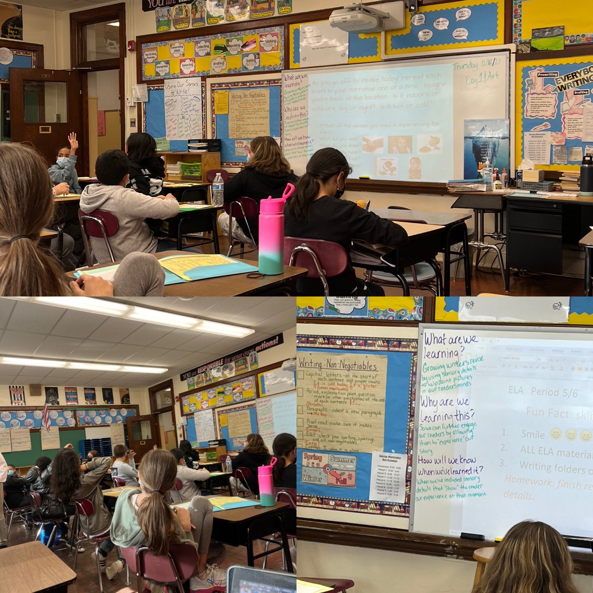 WHRamTech's tweet photo. Revising occurring in Mr Hume’s class today! Sensory details! 👁👃👋 way to go writers. Looking forwarding to seeing the final products! @WHGWashington @WhufsdRams #RamWriters #RamPride https://t.co/6yhDNxX5pX