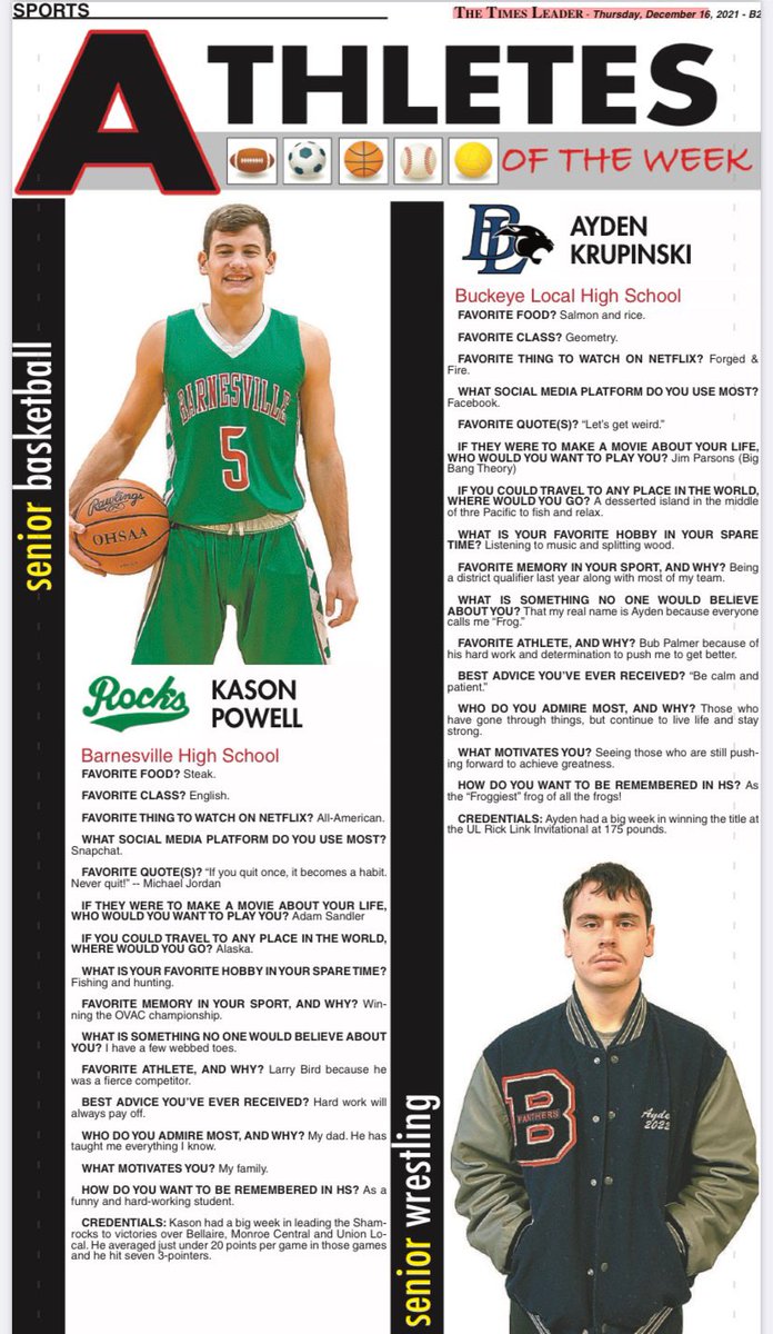 BHannahsRocksAD's tweet photo. Congrats to Kason Powell! @TheTimesLeader Athlete of the Week. ☘️🏀 https://t.co/eQcOp1gL3U