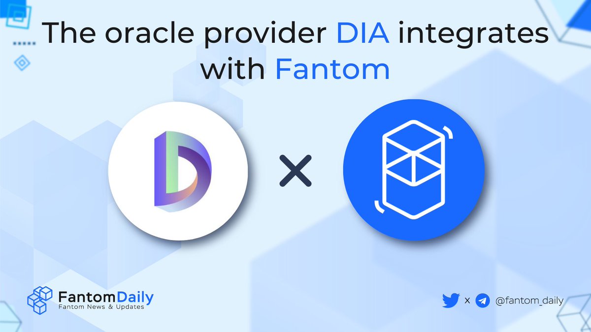 TONDailyTK's tweet photo. 🎉The oracle provider @DIAdata_org has integrated @FantomFDN to offer customizable sets of data feeds🥂

👉Covering both leading asset &amp; long-tail asset prices💯

👉Including 6k+ digital asset &amp; 20k+ traditional financial asset price feeds, lending rates, FX rates, &amp; more🥰 https://t.co/no2CuJwB16