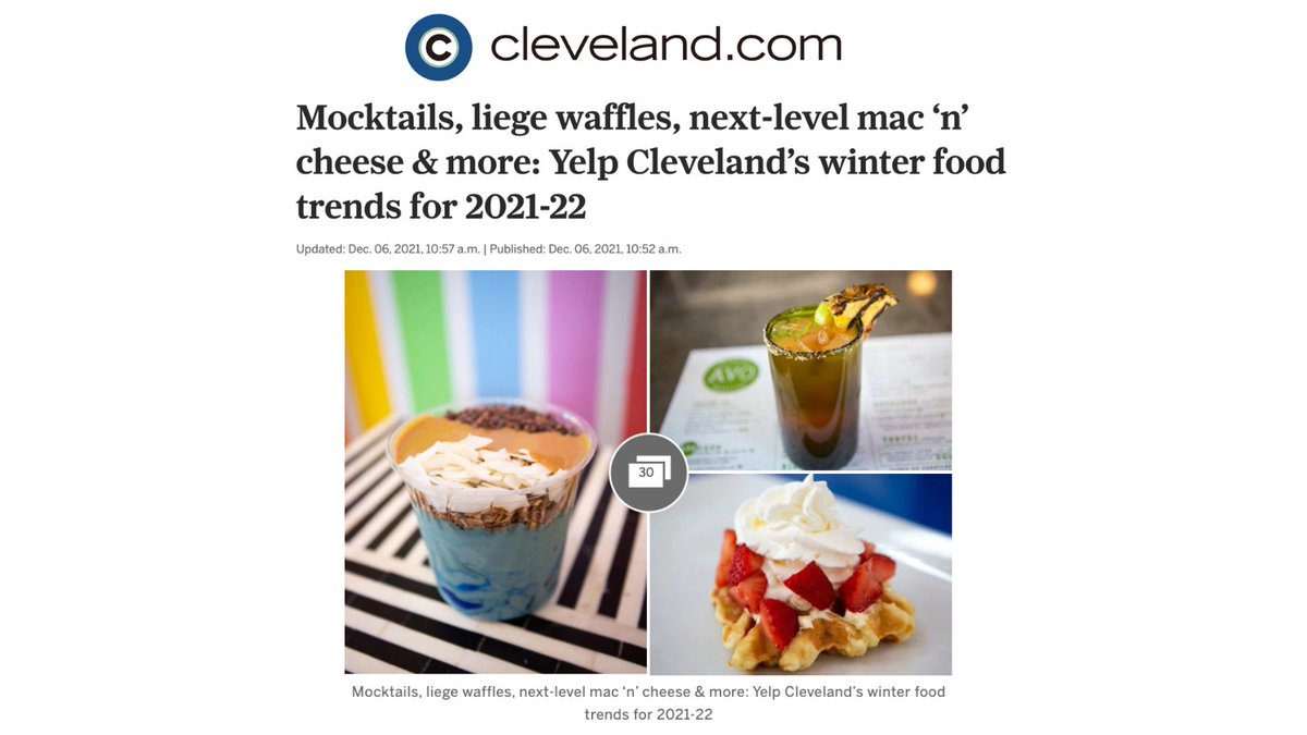 It's here! 𝘾𝙡𝙚𝙫𝙚𝙡𝙖𝙣𝙙'𝙨 𝙬𝙞𝙣𝙩𝙚𝙧 𝙛𝙤𝙤𝙙 + 𝙙𝙧𝙞𝙣𝙠 𝙩𝙧𝙚𝙣𝙙 𝙧𝙚𝙥𝙤𝙧𝙩  ☕⁠
Read our exclusive to <a href="/clevelanddotcom/">clevelanddotcom</a> with our favorite food and drink trends in CLE this season: bit.ly/yelpwintercle
Have you tried any of these local businesses? 👀⁠