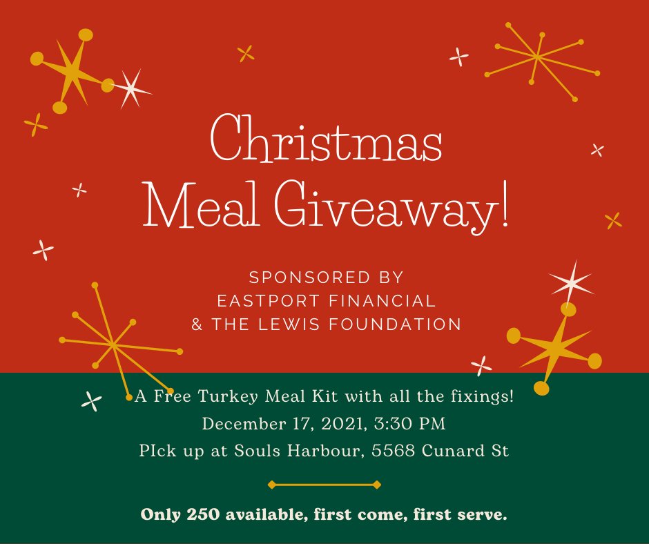 MissionMusings's tweet photo. **HAPPENING TOMORROW AT 3:30**  
Free Christmas meal kit to prepare at home!  Eastport Financial and The Lewis Foundation - Deep Water will be providing 250 meal kits for families who find the cost of a Christmas dinner challenging!  @JLewisDeepWater https://t.co/fhR9YKyt6J