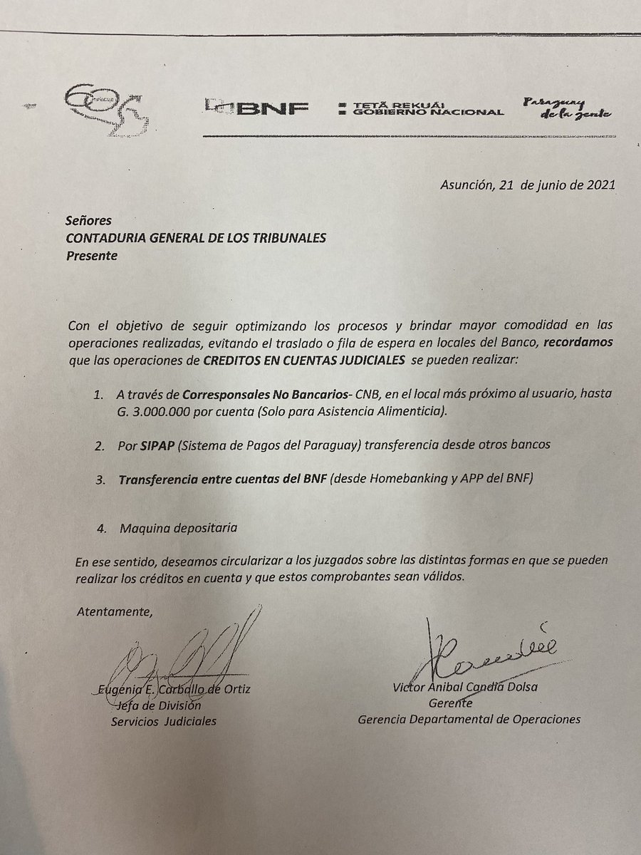 ContaduriaT's tweet photo. @PoderJudicialPY @ColegAbogPJC @ColegioParaguay @CAP_py @de_jueces @Asomagjudpy @AsoJuecesDePaz @BNF_Py @Tributacionpy @minmujerpy @MINNAParaguay @MTESS_PY @MJusticiaPy @MDP_py @mreparaguay @MinPublicoPy @asofiscalespy @Haciendapy https://t.co/GO2gVWE269