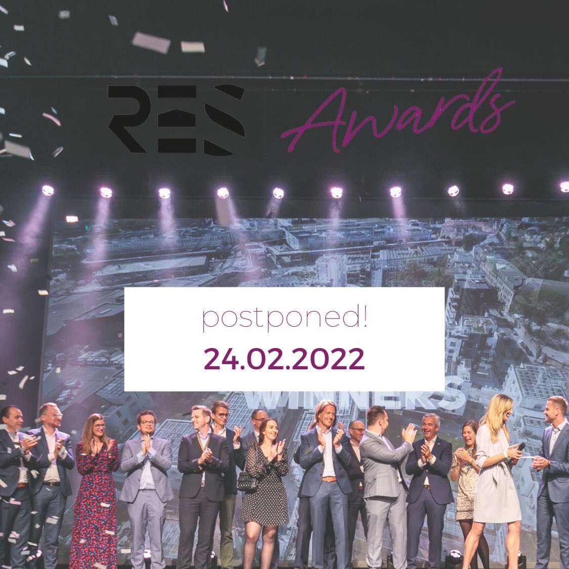 POSTPONED ! RES AWARDS | EVENT 2021 🏆 After close consultation with all our (event) partners, we’ve made the difficult decision to postpone the 4th edition of the RES Awards.

(Normally, we would have known the winners tonight.)

📲 New Event Date: 24.02.2022
#vastgoed #event