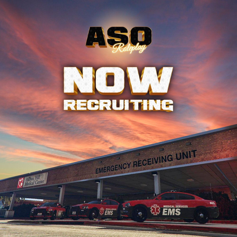 ASORPGTA's tweet photo. ASORP Pillbox is now recruiting, If an EMS job is what your looking for then join our discord and get yourself an interview #asorp #gtarp #gta5 #gtaroleplay https://t.co/s6RBg0pFFT https://t.co/PiZapYY9tn