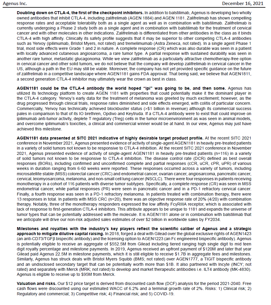 _B_I_O_T_E_C_H_'s tweet photo. Is $AGEN Agenus the Most Under the Radar Biotech in I/O? 
Initiate at Buy and $12 PT
$BMY $INCY $GILD $MRK https://t.co/G0ChbgAsO5