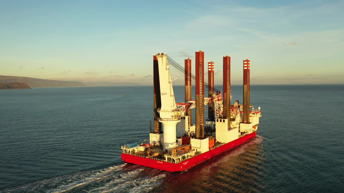 martinastro2005's tweet photo. The famous MPI Adventure leaving Port of Larne at sunrise this morning. This vessel carries &amp; installs wind turbines at off shore wind farms #mpiadventure #larne https://t.co/RcgbF8LQAx
