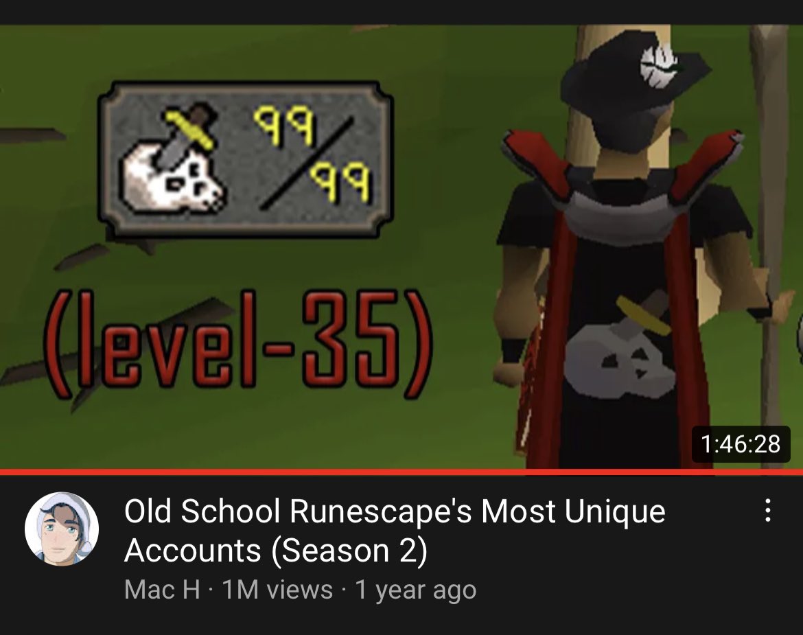 MacHrunescape's tweet photo. .@OldSchoolRS’s latest video maker to get a single video to 1,000,000 views.  Thank you everyone 🙏. This is a truly insane and I’m at a loss of words.  So much time spent researching this series, originally inspired by @0Clipper https://t.co/ASfkeetUiF