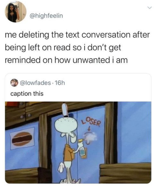 BitterForLife's tweet photo. All extremes of the picture aside, this is one of (if not the) biggest pet peeves I have. Also a big reason why I would much rather response than initiate. https://t.co/QDuV2YSQOR