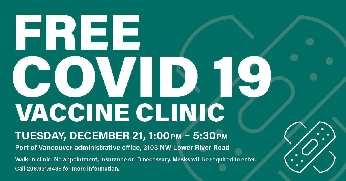 portvanusa's tweet image. Free COVID 19 vaccination clinic next Tuesday.
