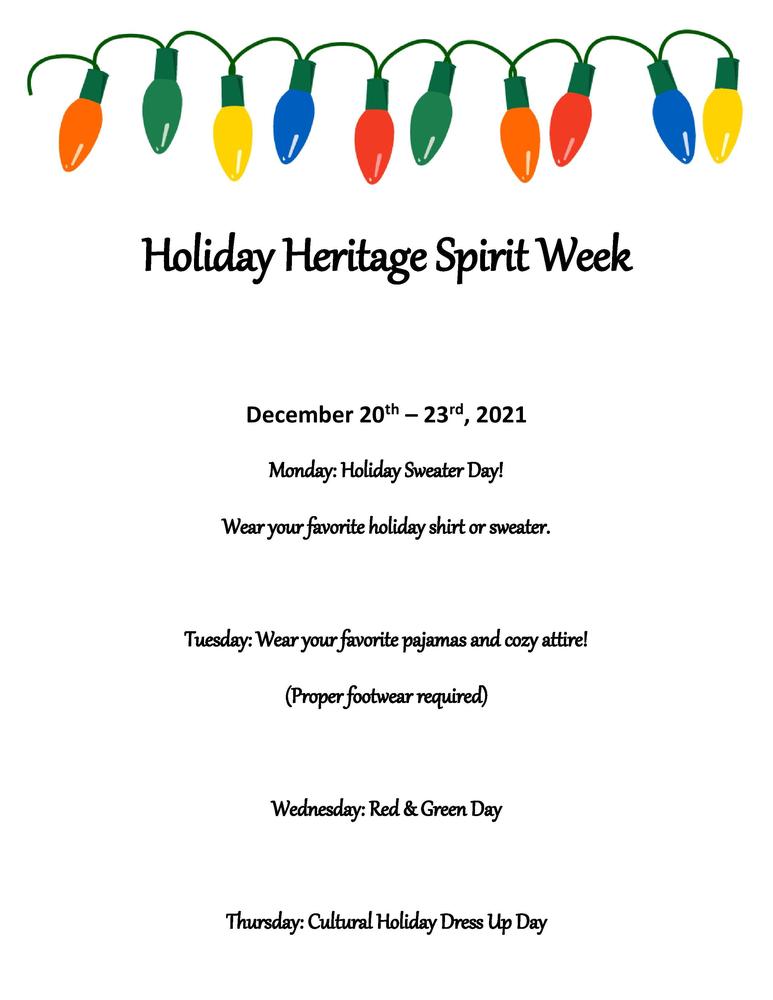 Woodbine Ave Holiday Heritage Spirit Week woodbridge.k12.nj.us/article/611505…